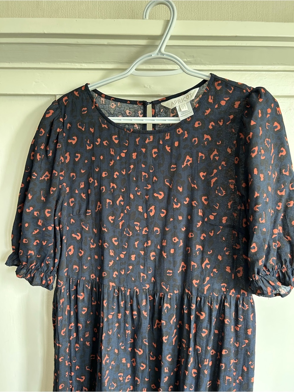 Apricot tiered maxi dress in blue leopars